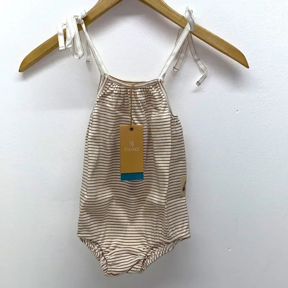 Pastel Tie shoulder knit romper girls kids New